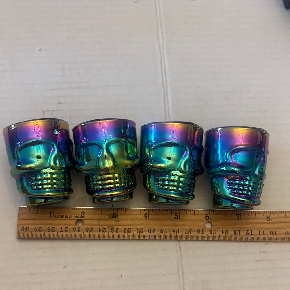Iridescent Skull Shot Glasses - Set of 4